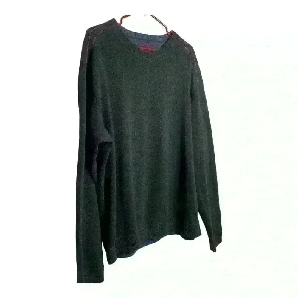 Tommy Bahama Flip side pro abaco logo reversible V-neck pullover sweater Size XL
